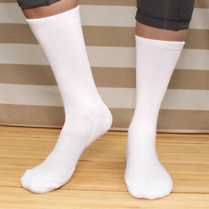 Men'S Rayon from Bamboo Fiber Antibacterial Ultra Breathable Wicking Supported Toe and Heel Crew Socks - White - 4 Pairs