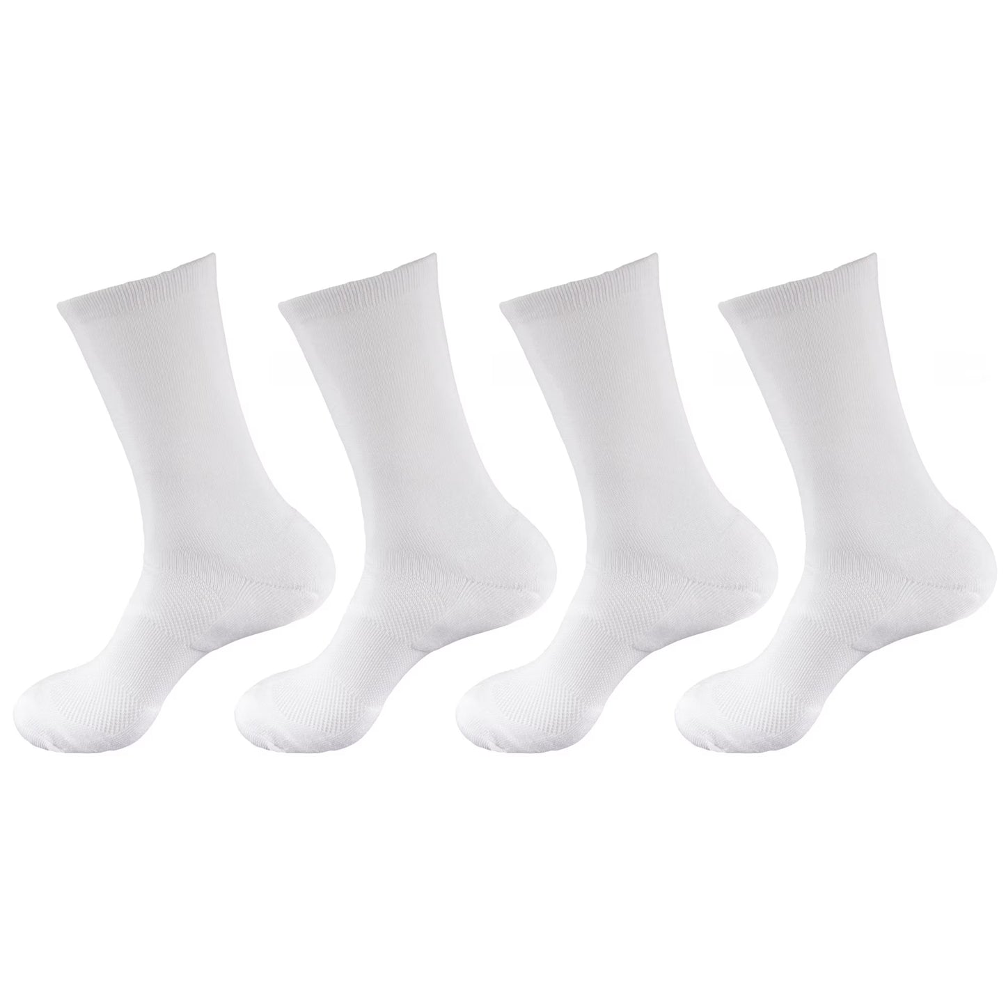 Men'S Rayon from Bamboo Fiber Antibacterial Ultra Breathable Wicking Supported Toe and Heel Crew Socks - White - 4 Pairs
