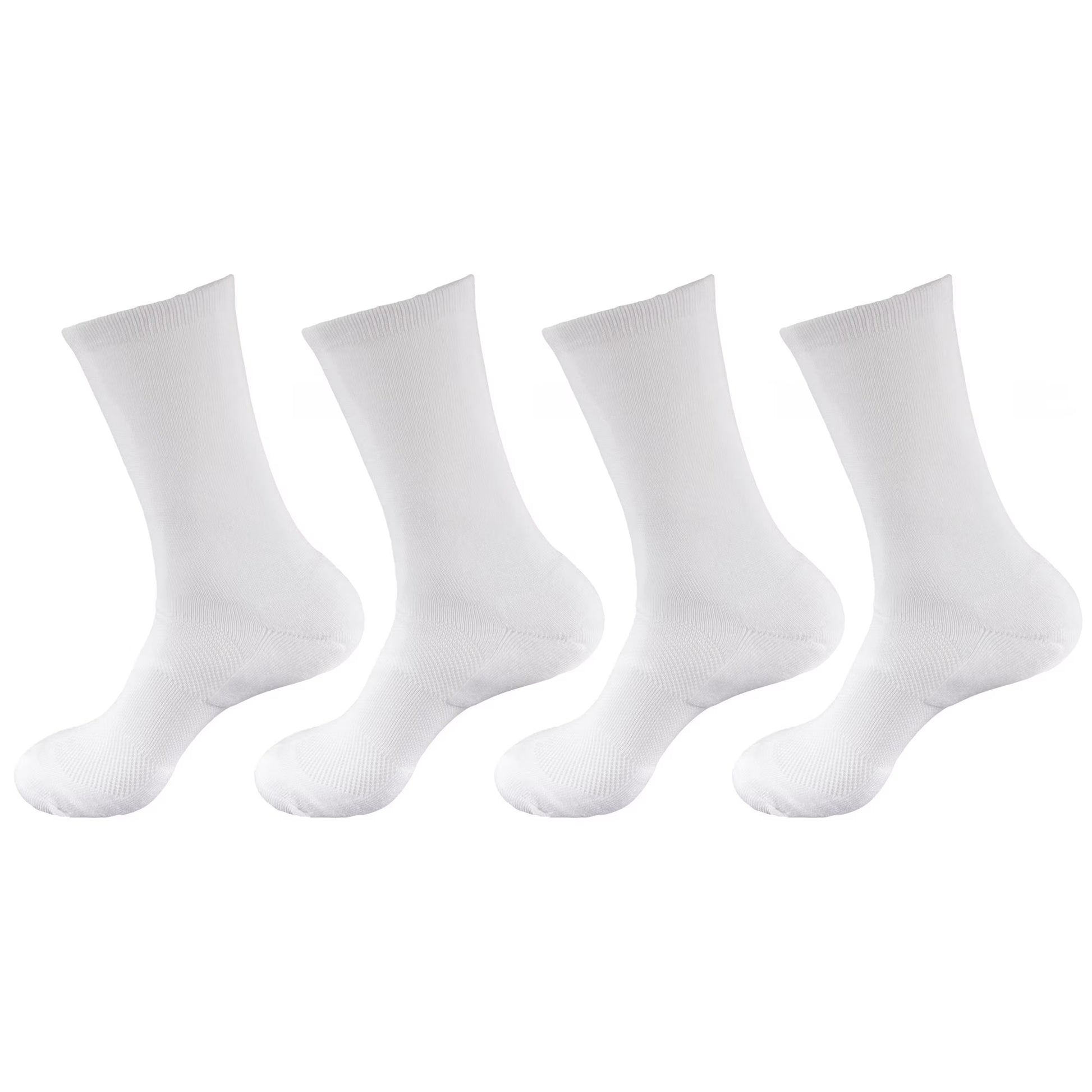 Men'S Rayon from Bamboo Fiber Antibacterial Ultra Breathable Wicking Supported Toe and Heel Crew Socks - White - 4 Pairs
