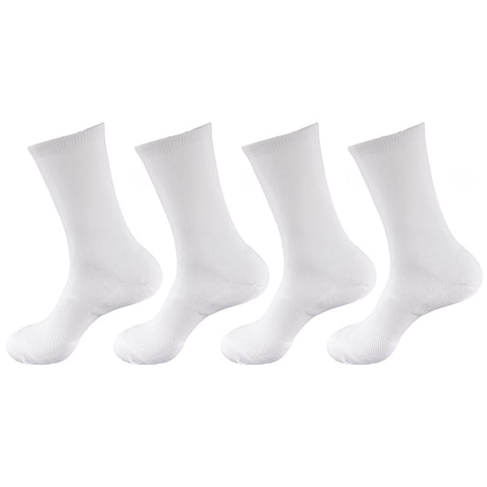 Men'S Rayon from Bamboo Fiber Antibacterial Ultra Breathable Wicking Supported Toe and Heel Crew Socks - White - 4 Pairs